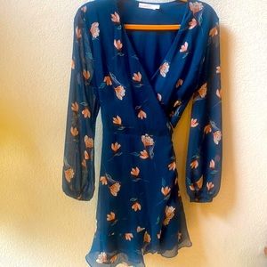 Lush Boho Flowered Long Sleeve Dress